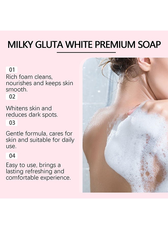 Milky Gluta WHITE PREMIUM SOAP, Goat Milk & Milk Extract, Korean Gentle Brightening Face & Body Soap, Deep Cleansing Exfoliating Bar for Smooth, Radiant Skin 70g - Image 4
