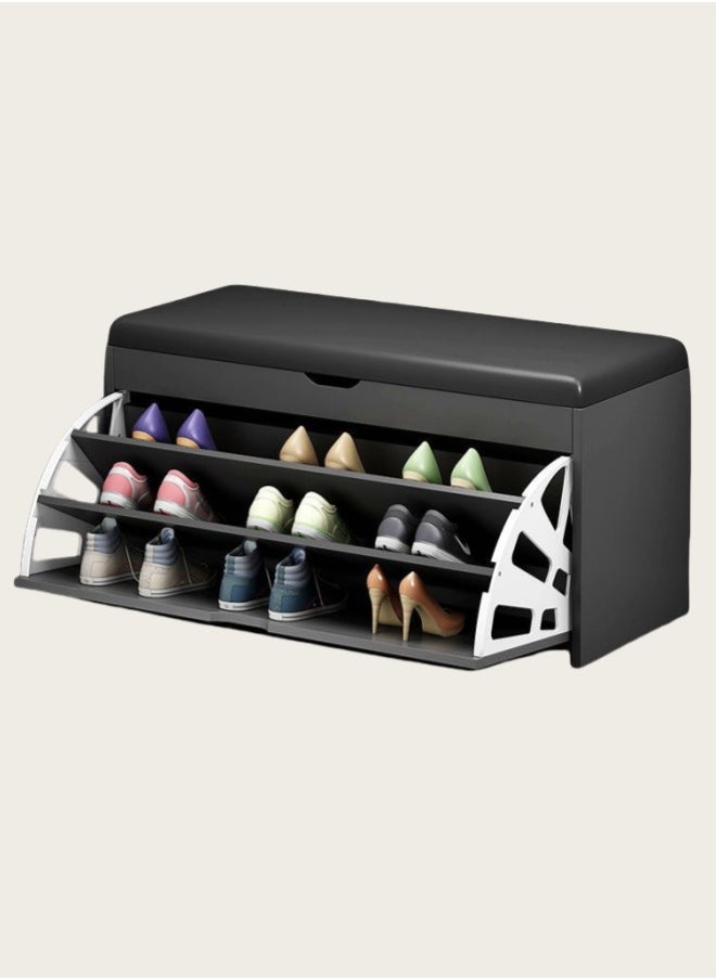 OHAHO Shoe Rack 3-Tier Shoe Organizer Shoe Bench with Storage Shoe Cabinet for Entryway Living Room Bench Seat Holds Up to 330 lb 23.6 x 11.8 x 20 Inches Shoe Storage Cabinet  - Image 1