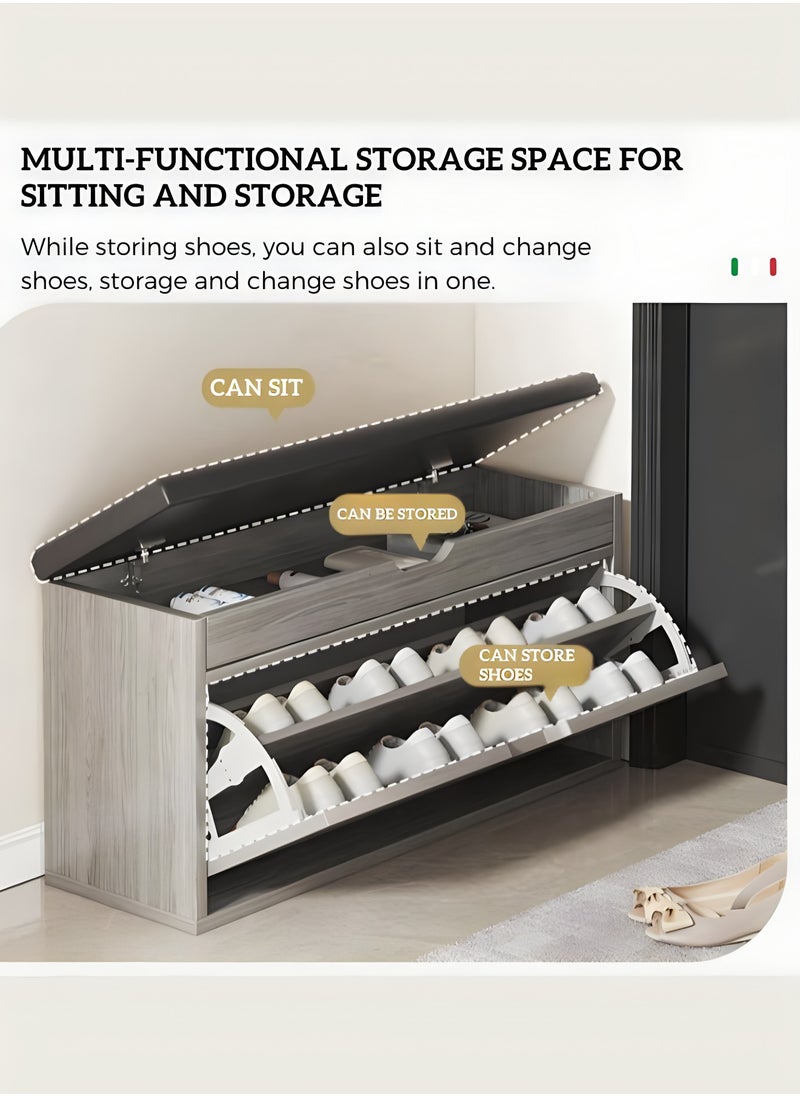 OHAHO Shoe Rack 3-Tier Shoe Organizer Shoe Bench with Storage Shoe Cabinet for Entryway Living Room Bench Seat Holds Up to 330 lb 23.6 x 11.8 x 20 Inches Shoe Storage Cabinet  - Image 2