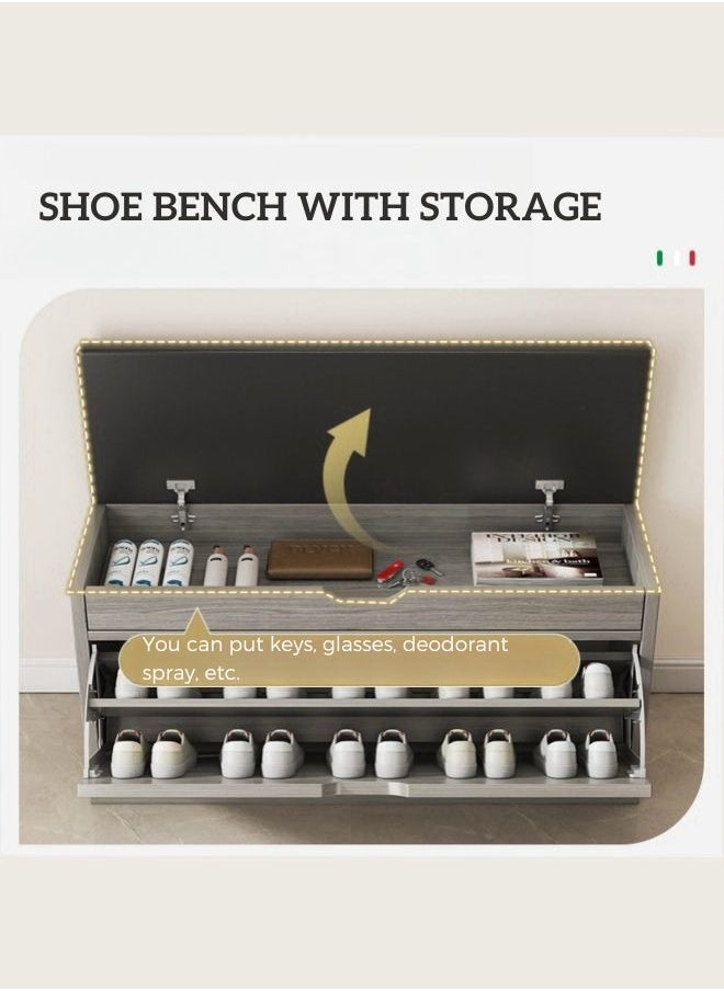 OHAHO Shoe Rack 3-Tier Shoe Organizer Shoe Bench with Storage Shoe Cabinet for Entryway Living Room Bench Seat Holds Up to 330 lb 23.6 x 11.8 x 20 Inches Shoe Storage Cabinet  - Image 4