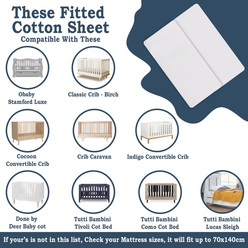 Garosa Lilly Belly Cot Bed Sheets | Next to Me Crib Sheets | Waterproof Next to Me Crib Sheet in Luxurious White Cotton | Ensuring Tranquil and Cozy Nights of Sweet Sleep with Cot Sheets 140 x 70 Fitted. - Image 2