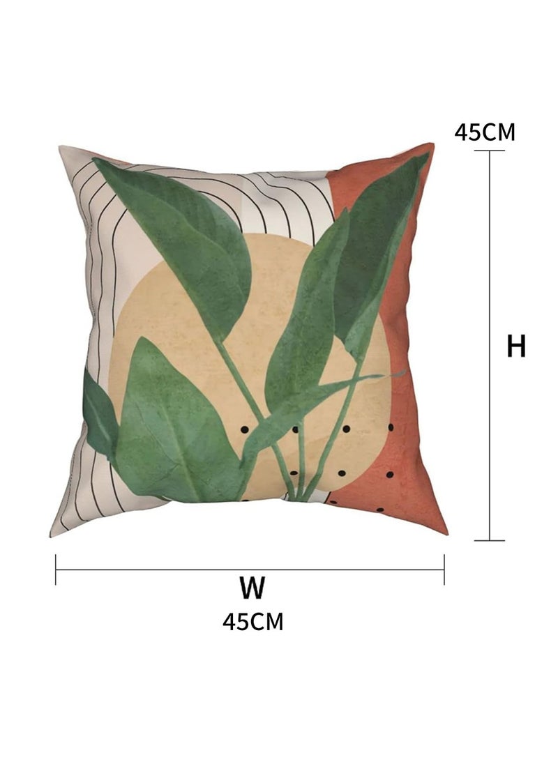 LEOKOR - 4 PCS Double Sided Print Abstract Geometric Leaves Pillow Cover, Square Cushion Case 45*45CM - Image 1