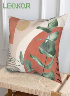 LEOKOR 4 PCS Double Sided Print Abstract Geometric Leaves Pillow Cover, Square Cushion Case 45*45CM  - Image 4