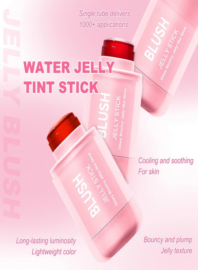 LemonSac 2 Pcs Jelly Blush Contour Stick for Cheeks Eyes Lips Lightweight Dewy Finish Blush Stick Waterproof Long Lasting Contour Trio Wand Face Makeup Set for Wome (2PCSA（1+4）) - Image 2