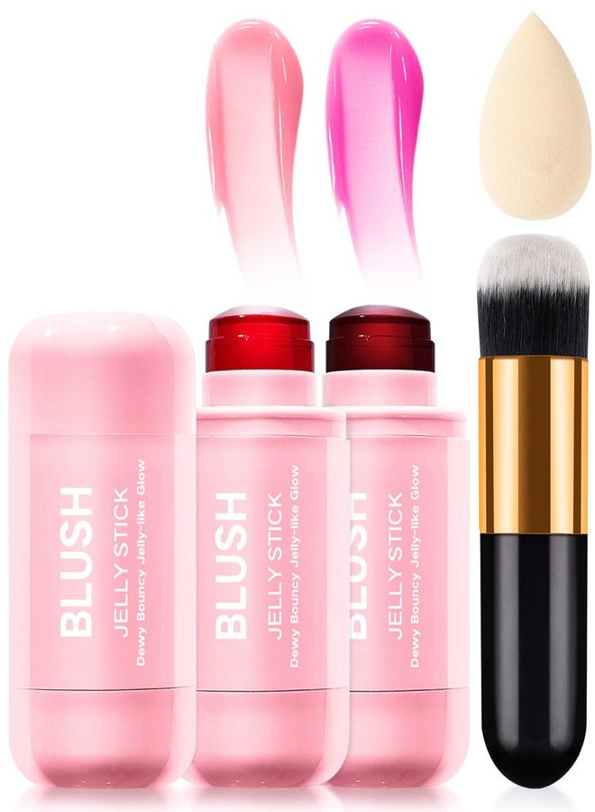 LemonSac 2 Pcs Jelly Blush Contour Stick for Cheeks Eyes Lips Lightweight Dewy Finish Blush Stick Waterproof Long Lasting Contour Trio Wand Face Makeup Set for Wome (2PCSA（1+4）) - Image 1