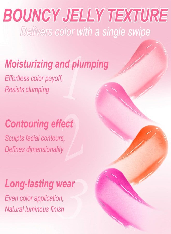 LemonSac 2 Pcs Jelly Blush Contour Stick for Cheeks Eyes Lips Lightweight Dewy Finish Blush Stick Waterproof Long Lasting Contour Trio Wand Face Makeup Set for Wome (2PCSA（1+4）) - Image 4