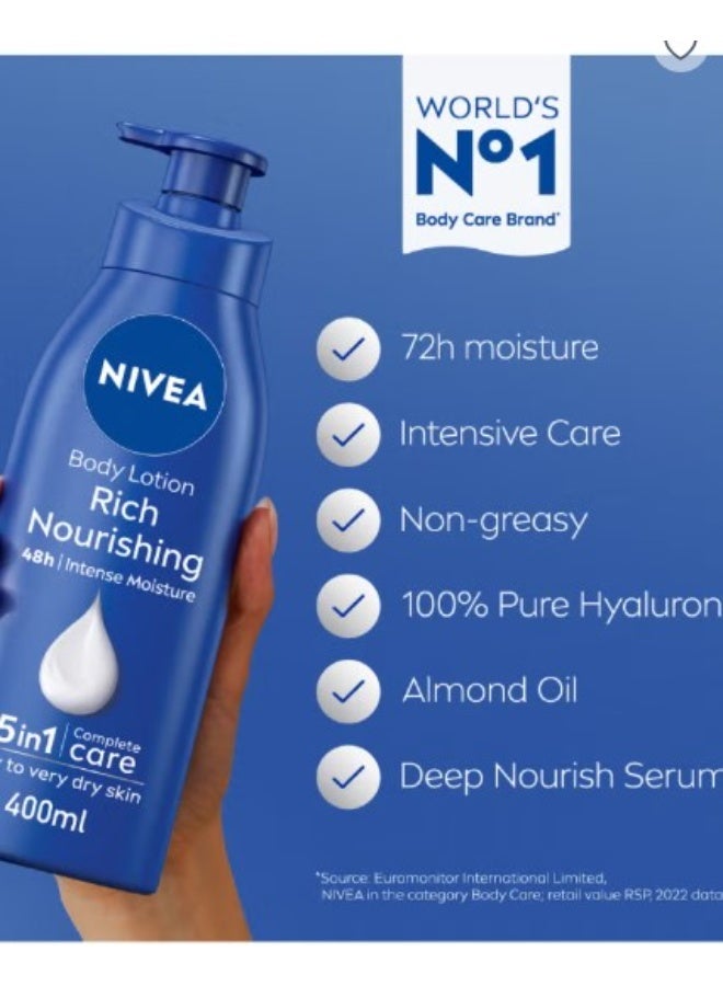 Nivea English: "72h Intense Moisture Rich Nourishing Body Lotion for Dry Skin (400ml)" - Image 2