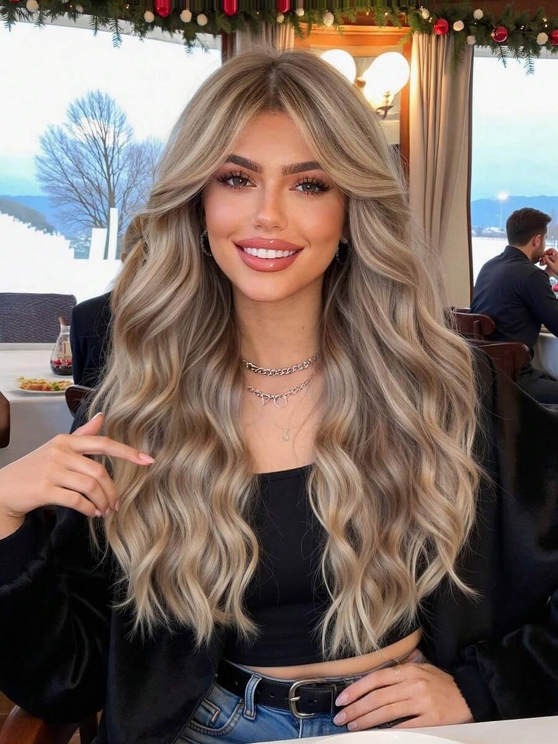 Synthetic Heat-Resistant Curly Gradient Pink Wig, 28 Inches Long, Natural and Realistic Fiber Hairpiece for Daily  Use