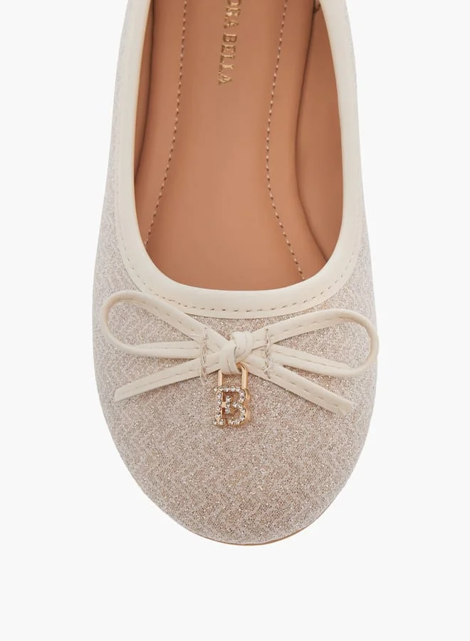 Flora Bella By Shoexpress Girls Bow Applique Slip-On Ballerina Shoes