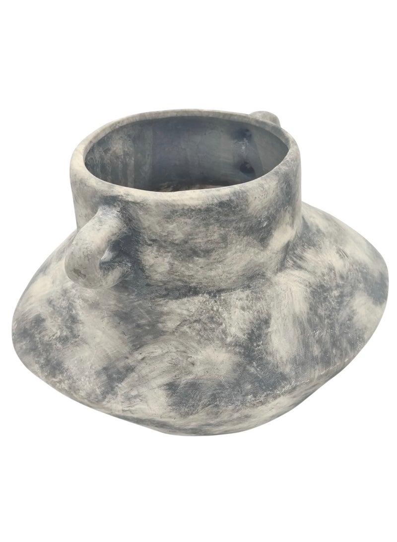 AKDC Clay Flower Vase 21cm*16cm*17cm, Tabletop Centerpiece, Distressed Grey - Image 2