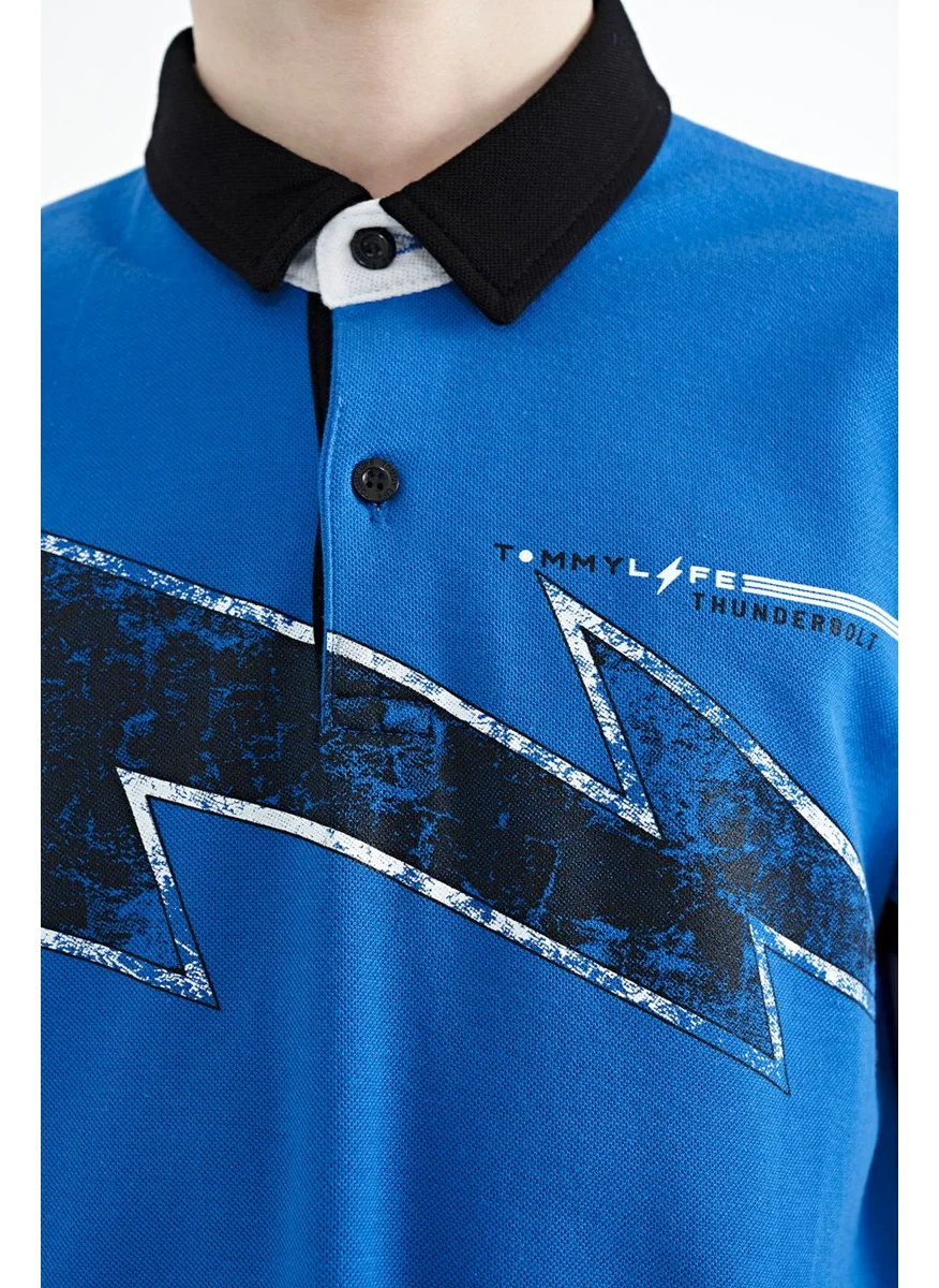 تومي لايف Saks Print Detailed Standard Pattern Polo Collar Boy T-Shirt - 11154