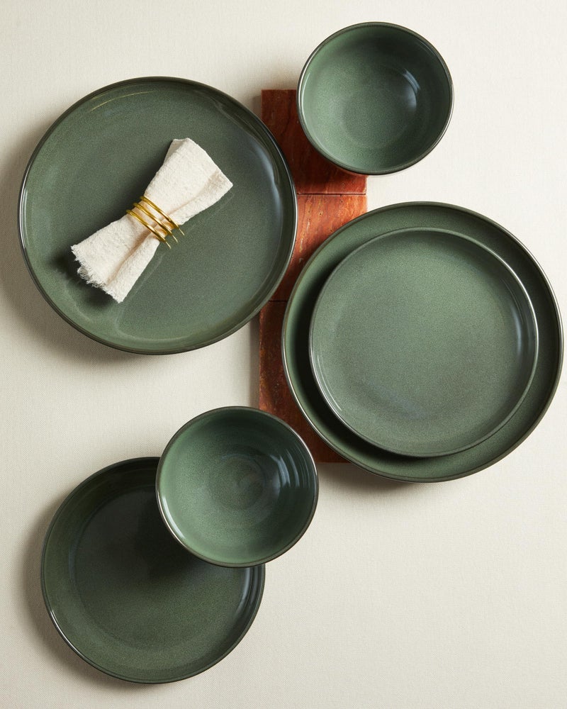 Pokini Stoneware Dinnerware Sets, Ceramic Plates and Bowls Set, Microwave & Dishwasher Safe Kitchen Dishes, Modern Dinner Salad Plates | Cereal Bowls, Dishware Sets Service for 4 Forest Green - Image 4