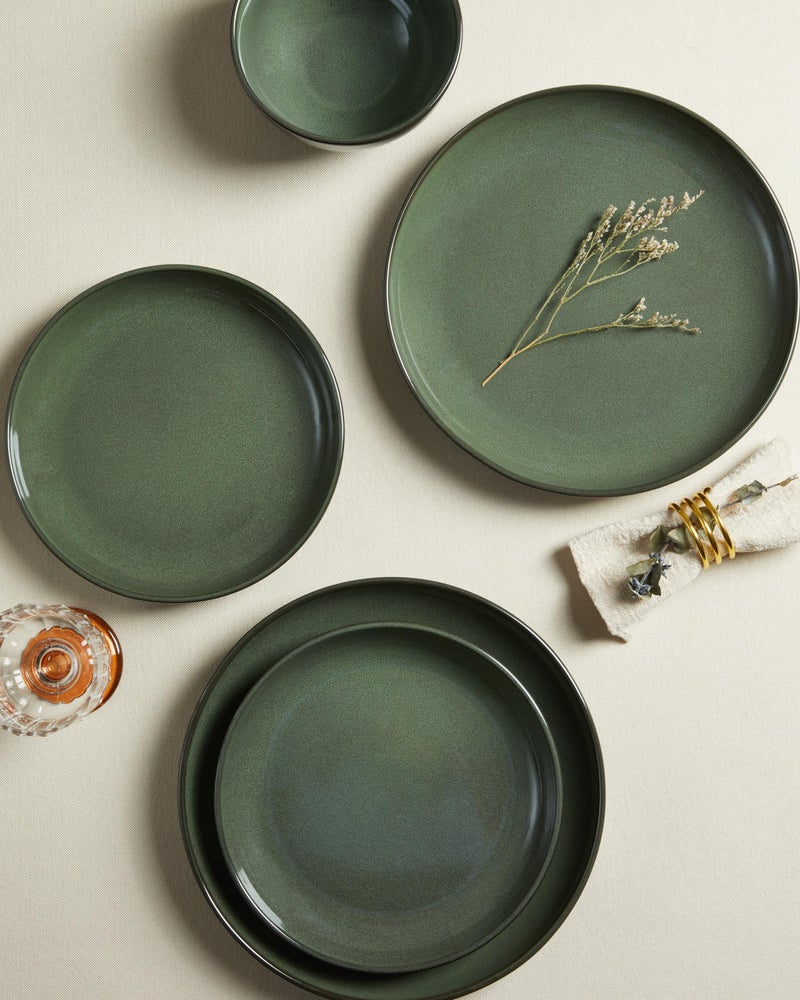 Pokini Stoneware Dinnerware Sets, Ceramic Plates and Bowls Set, Microwave & Dishwasher Safe Kitchen Dishes, Modern Dinner Salad Plates | Cereal Bowls, Dishware Sets Service for 4 Forest Green - Image 5