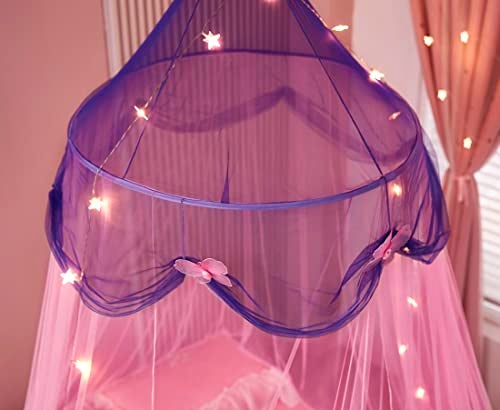 Nattey Bed Canopy with Lights,Bed Canopy for Girls Canopy Bed Curtains Girls Bedroom Decor for Twin to King Size Bed (Purple and Pink) - Image 4