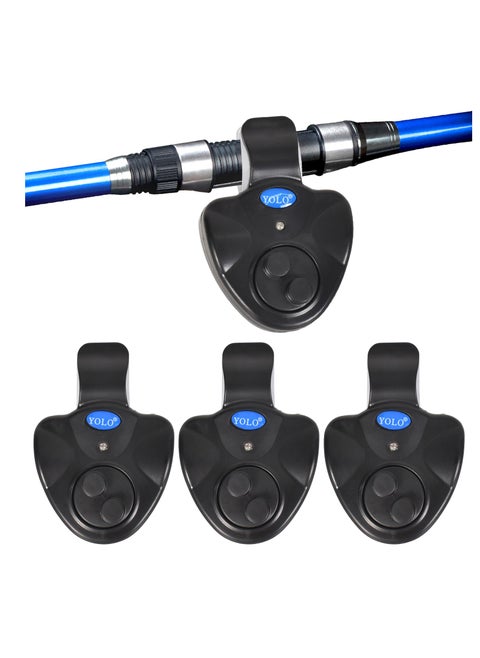 3Pcs Electronic Bite Alarm, Sensitive Fishing Bite Alarm, Electronic Bite Alarm, Fishing Set, Luminous Indicator, Swinger Vibration on the with LED Light Indicator, Easy to Attache