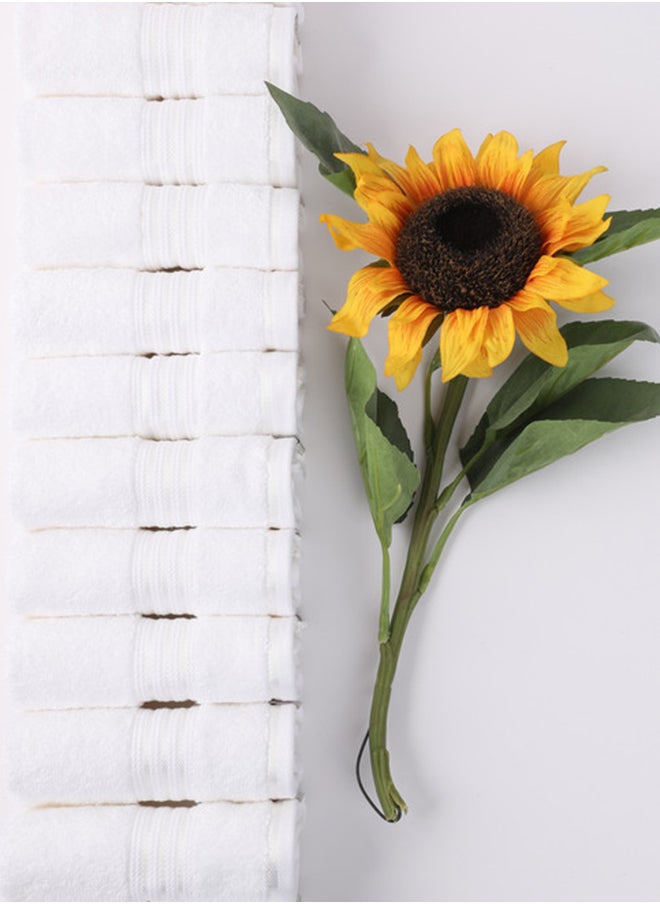 White Rose طقم مناشف وايت روز 12 قطعة، قطن فاخر 100% 550 جرام قوة، سريع الجفاف، عالي الامتصاص، مناشف حمام ناعمة هوتيل سميكة للاستحمام والسبا، يتضمن طقم المناشف 12 قطعة قماش غسيل (33x33 سم) بيضاء  - Image 2