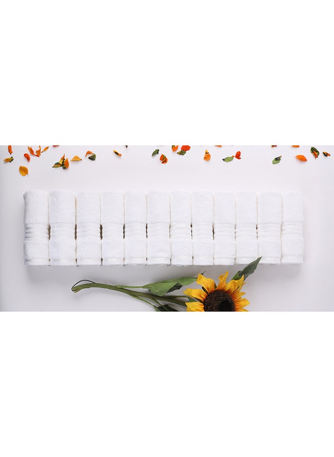 White Rose طقم مناشف وايت روز 12 قطعة، قطن فاخر 100% 550 جرام قوة، سريع الجفاف، عالي الامتصاص، مناشف حمام ناعمة هوتيل سميكة للاستحمام والسبا، يتضمن طقم المناشف 12 قطعة قماش غسيل (33x33 سم) بيضاء  - Image 1