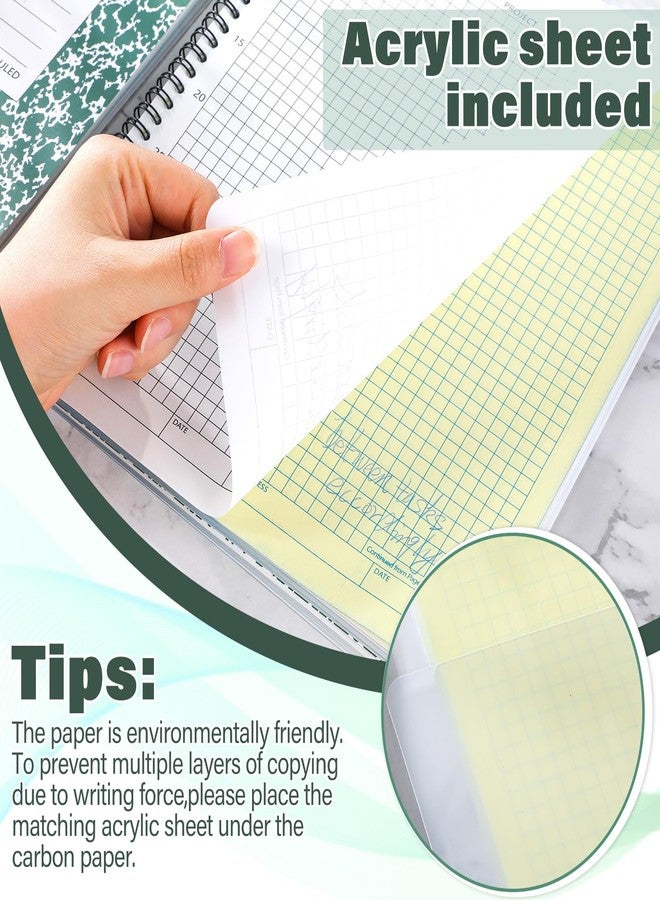Affrolling 2 Pack Carbonless Lab Notebook Carbon Copy 8.5'' x 11'' Laboratory Engineering Chemistry Computation Notebook Science Grid Contains 25 Set Pages 100 Sheets Total Coil Binding(Dark Green) - Image 5