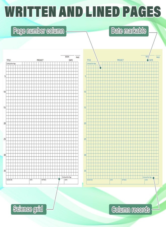 Affrolling 2 Pack Carbonless Lab Notebook Carbon Copy 8.5'' x 11'' Laboratory Engineering Chemistry Computation Notebook Science Grid Contains 25 Set Pages 100 Sheets Total Coil Binding(Dark Green) - Image 3