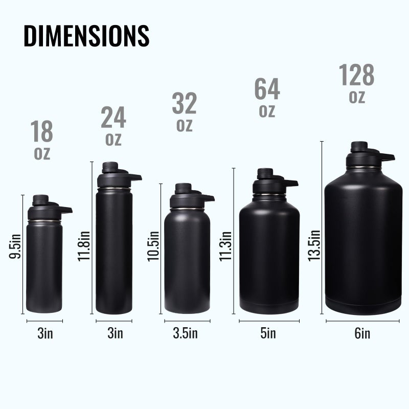 Fijinhom 18 oz Insulated Water Bottle with Handle, 304 Stainless Steel Water Bottles with Wide Mouth, Double Wall Vacuum Sports Water Bottle, BPA Free, Keep Cold and Hot, Black - Image 5