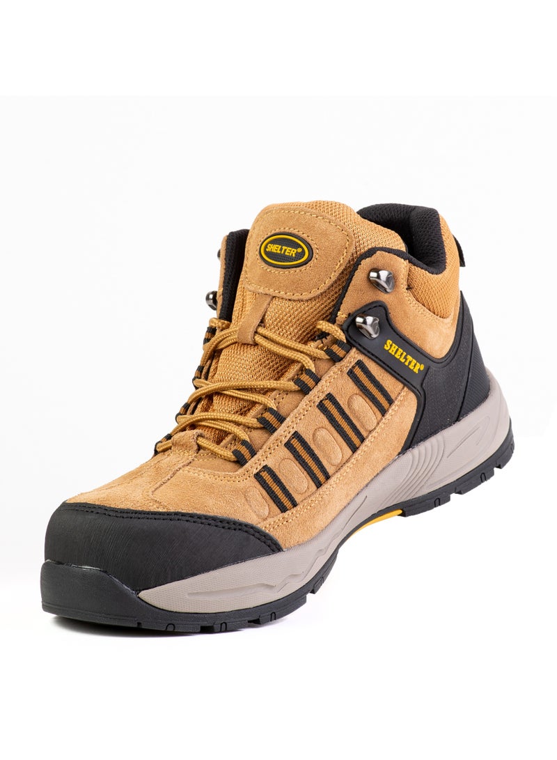 Shelter Industrial Safety Shoes for Men Durable Steel Toe Work Shoes with Cow Split Leather and Slip-Resistant Sole - Image 3