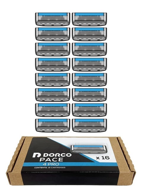 Pace 4 Pro - Four Blade Razor Shaving System - 16 Cartridges (No Handle)