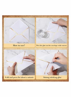 Generic 50 Pack 5x7 Envelopes for Invitations, SYOSI Self-Adhesive V Flap A7 Luxury Mailing Envelopes Cards with Gold Border for Wedding Greeting, Gift Cards, Graduation, Birthday Party (White)  - Image 4