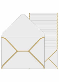 Generic 50 Pack 5x7 Envelopes for Invitations, SYOSI Self-Adhesive V Flap A7 Luxury Mailing Envelopes Cards with Gold Border for Wedding Greeting, Gift Cards, Graduation, Birthday Party (White)  - Image 1
