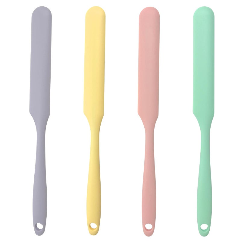Jaasuee 4Piece NonStick Wax Spatulas Set Silicone Waxing Applicators for Hair Removal Home Salon Body Use Pink Yellow Purple Green