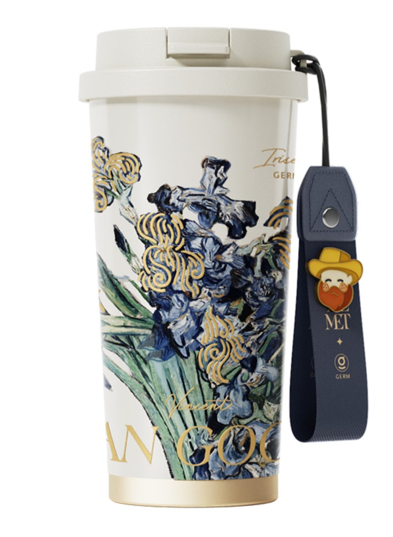 GERM Van Gogh Irises Stainless Steel Tumbler 500ml | GERM × THE MET Shining Vacuum Mug with Straw Lid | BPA-Free Insulated Travel Cup | Leak-Proof Hot & Cold Thermos | Elegant Art Series Flask - Image 1
