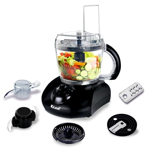 Rico 400 Watts Japanese Technology Mini Food Processor Atta Maker for Kitchen | 1 Year Warranty | Dough Kneader, Chopper, Shredder & Juicer | Black - Image 1