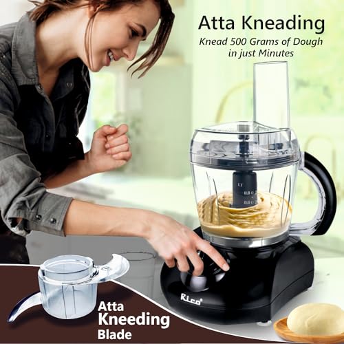 Rico 400 Watts Japanese Technology Mini Food Processor Atta Maker for Kitchen | 1 Year Warranty | Dough Kneader, Chopper, Shredder & Juicer | Black - Image 2
