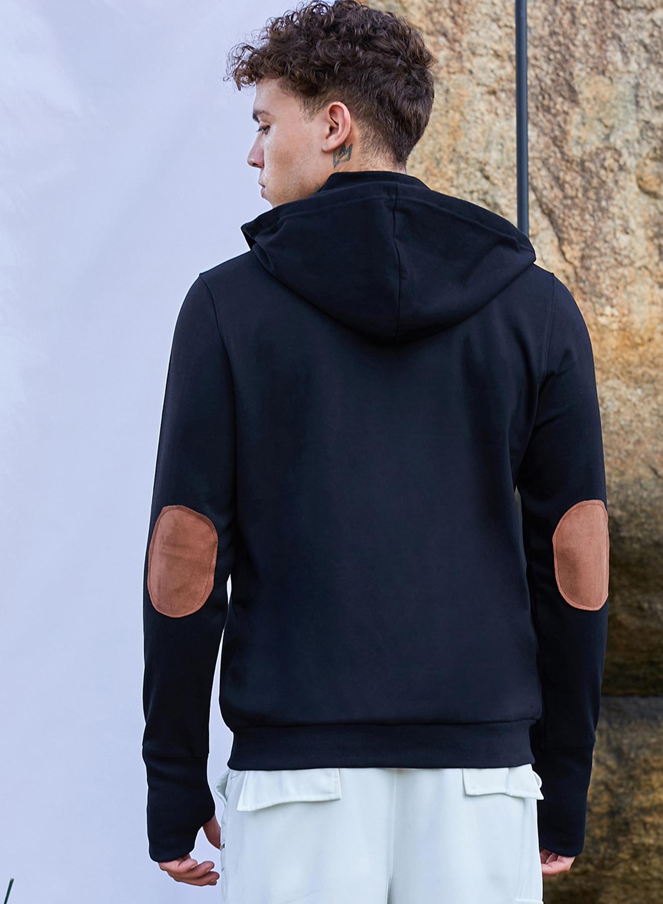 Campus Sutra Men s Jet Black Zip Front Travel Hoodie Sweatshirt for Men Best Price KSA