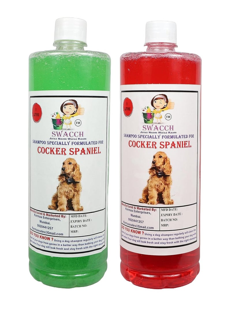 SWACCH Shampoo Specially FORMULATED for Cocker Spaniel 1 Litre Combo Pack of 2 Jasmine NEEM ALOVERA - Image 2