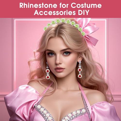 Jyukan 50Pcs Rhinestone Buttons Embellishments Sew On Crystal Rhinestones Flatback Beads Buttons with Diamond,Red - Image 4