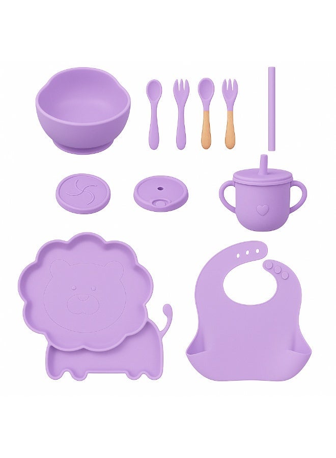 شيكو مجموعة إطعام الطفل المتكاملة من Chicco - عدد 11 قطعة - بتصميم الأسد من السيليكون لتدريب الأطفال على الأكل - Image 1