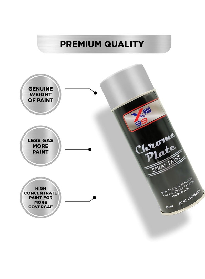 X-PRO 99 Chrome Plate Spray Paint 400ml Quick Dry Metallic Chrome Finish Aerosol for Metal Wood Plastic Automotive Parts Bicycle Furniture DIY Restoration Decorative Coating Indoor & Outdoor Surface Protection. - Image 5