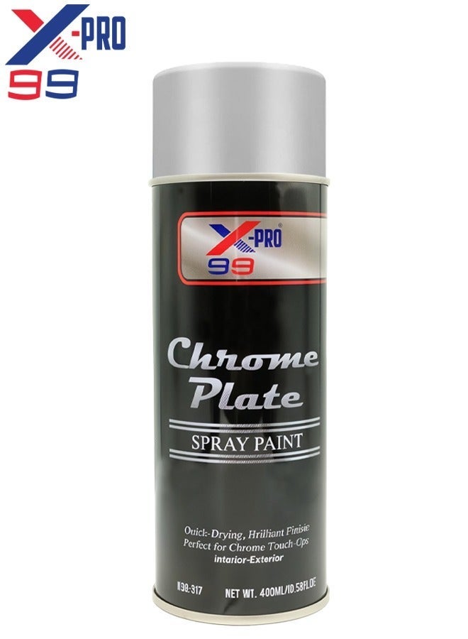 X-PRO 99 Chrome Plate Spray Paint 400ml Quick Dry Metallic Chrome Finish Aerosol for Metal Wood Plastic Automotive Parts Bicycle Furniture DIY Restoration Decorative Coating Indoor & Outdoor Surface Protection. - Image 3