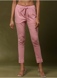 Abhishti Fitted narrow  stretch pants with slits- pink  - Image 1