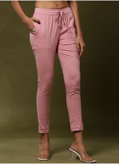 Abhishti Fitted narrow  stretch pants with slits- pink  - Image 3