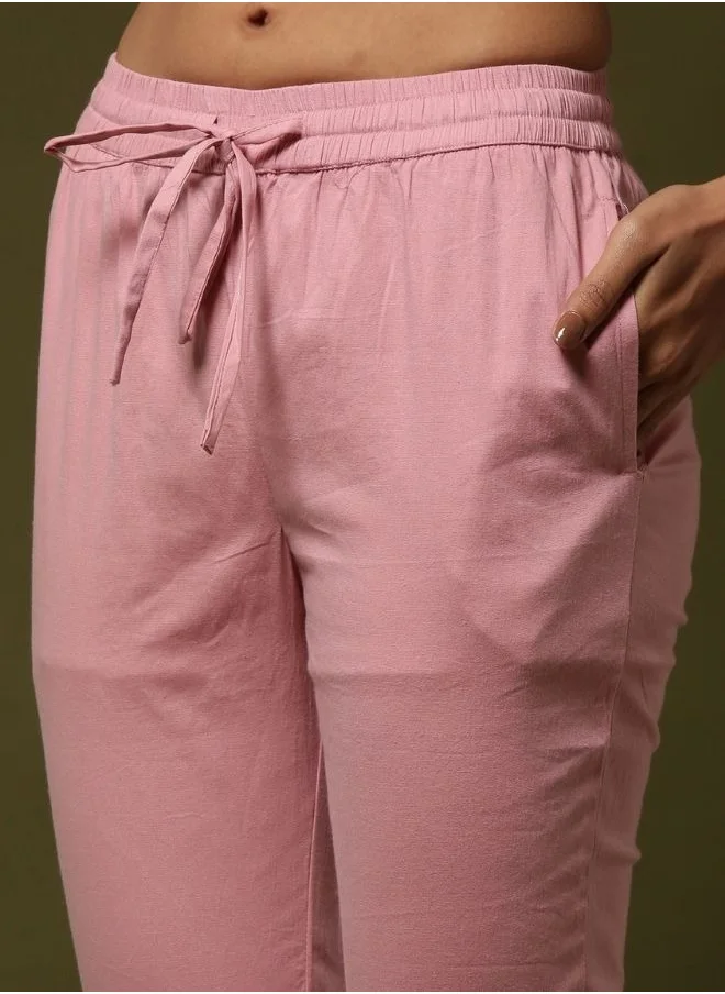 Abhishti Fitted narrow  stretch pants with slits- pink