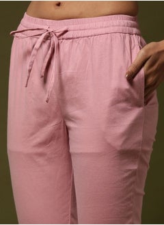 Abhishti Fitted narrow  stretch pants with slits- pink  - Image 4