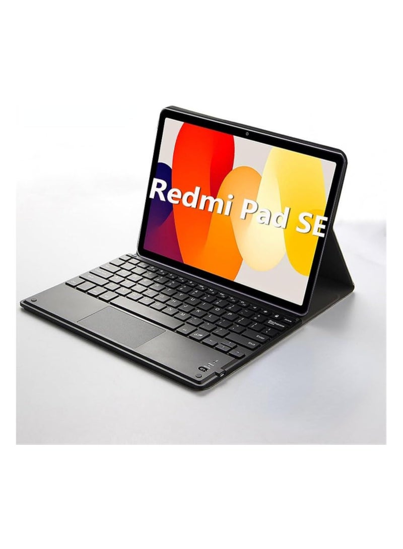 Arabic and English keyboard case for Redmi Pad SE 11 2023, leather tablet case with wireless detachable Bluetooth keyboard and trackpad mouse - Image 1