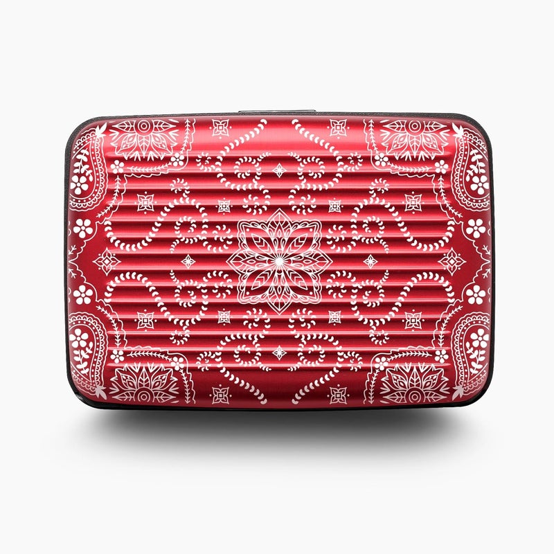Smart Case من تصميم Ogon - محفظة بحماية RFID - حافظة بطاقات مدمجة وبسيطة للرجال والنساء، نقش باندانا أحمر، مقاس واحد، معاصر - Image 3
