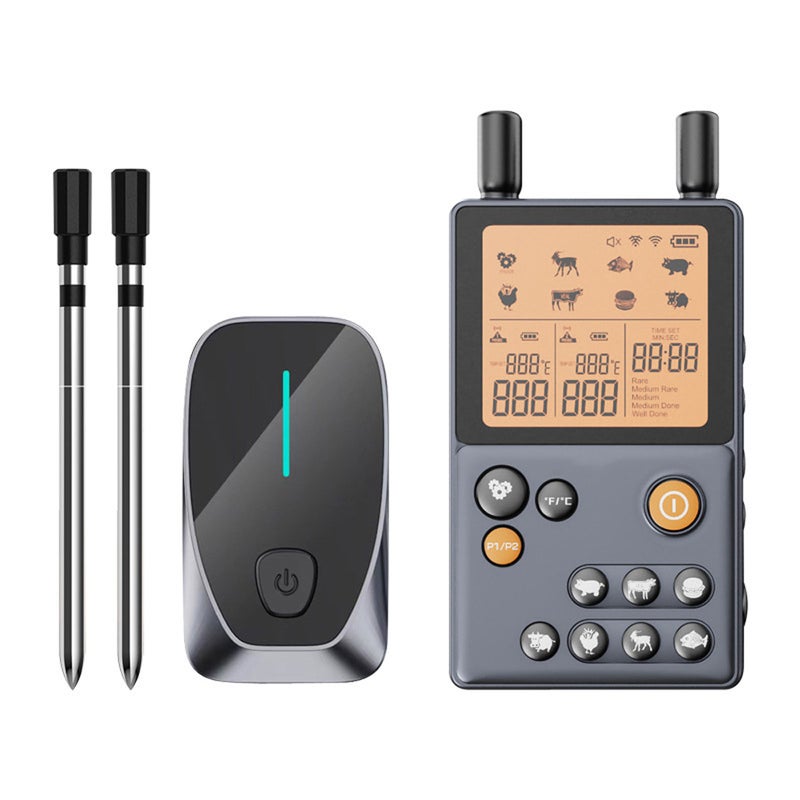 Meat Thermometer Digital BT Wire Connection Instant Read Oven Food Cooking Thermometer with Signal Amplifier Two Probes - Image 1