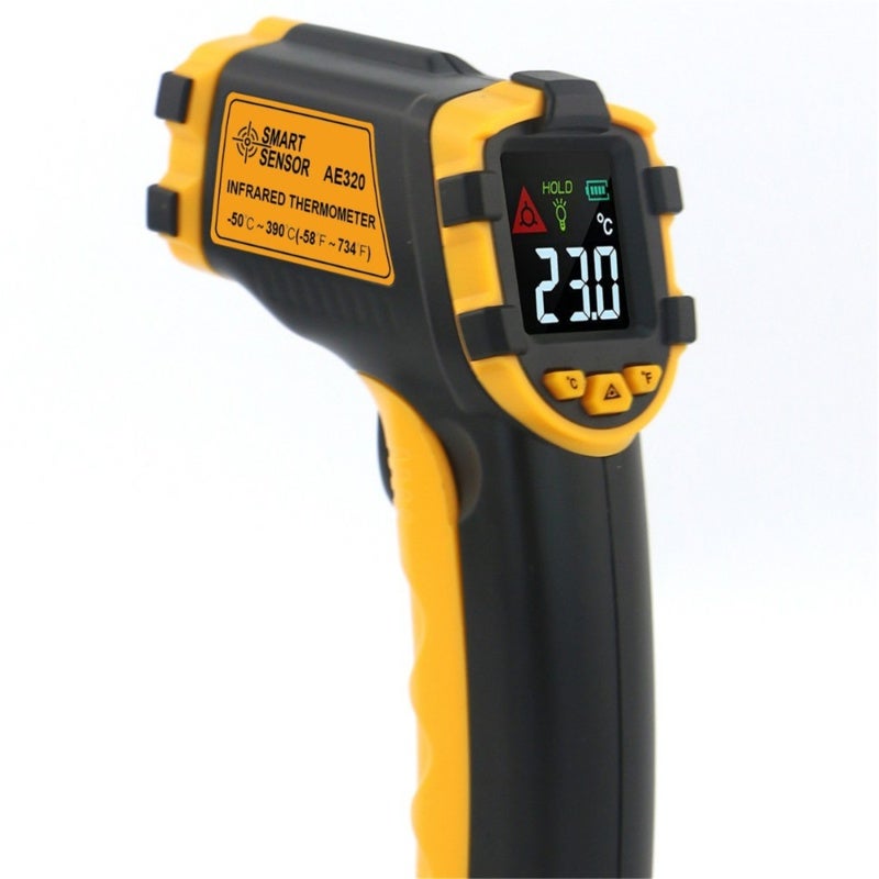 Non-contact Infrared Thermometer: Black & Orange, High Accuracy, Data Hold Function - Switchable Temperature Units IR Thermometer for Measuring Hot Hazardous Hard-to-reach Object Surfaces - Image 2
