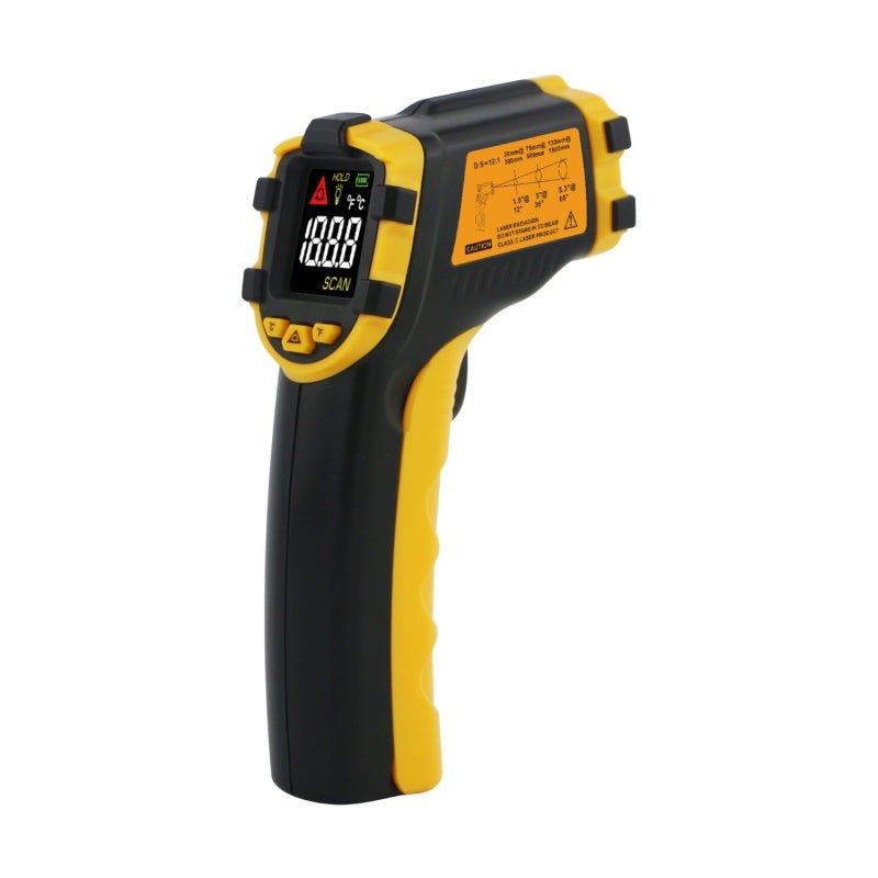 Non-contact Infrared Thermometer: Black & Orange, High Accuracy, Data Hold Function - Switchable Temperature Units IR Thermometer for Measuring Hot Hazardous Hard-to-reach Object Surfaces - Image 1