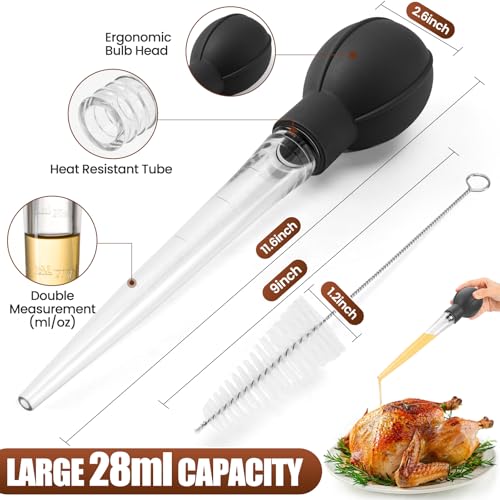 OLESBUR Premium Turkey Basters for Cooking – Baster Syringe for Hot Liquids – Meat and Food Injector – Essential Thanksgiving Cooking Tool – Turkey Baster Large with Cleaning Brush(Black) - Image 4