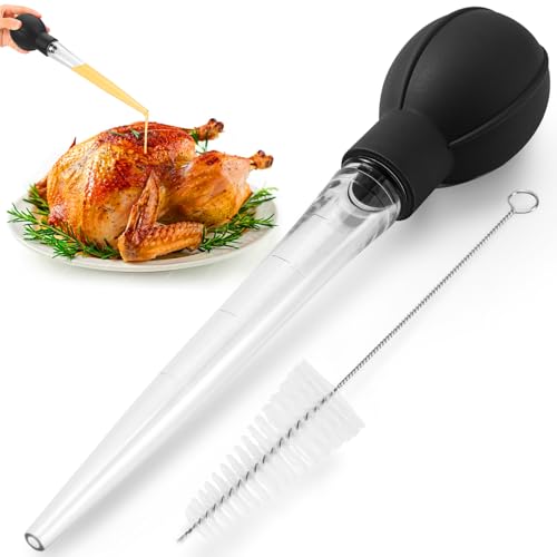 OLESBUR Premium Turkey Basters for Cooking – Baster Syringe for Hot Liquids – Meat and Food Injector – Essential Thanksgiving Cooking Tool – Turkey Baster Large with Cleaning Brush(Black) - Image 1