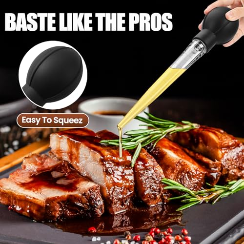 OLESBUR Premium Turkey Basters for Cooking – Baster Syringe for Hot Liquids – Meat and Food Injector – Essential Thanksgiving Cooking Tool – Turkey Baster Large with Cleaning Brush(Black) - Image 3